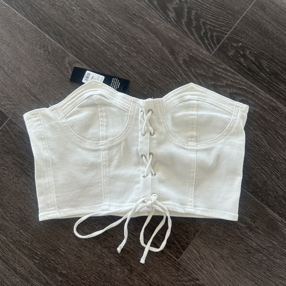 Corset white denim top